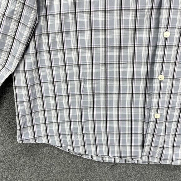 Kenneth Cole Reaction Shirt 17.5 34 35 Gray Plaid Button Up Slim Fit Long Sleeve - Picture 5 of 16